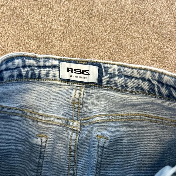 Light Wash Flared Denim Jeans Vintage 24x30 Y2K Stacked Baggy - Picture 3 of 7